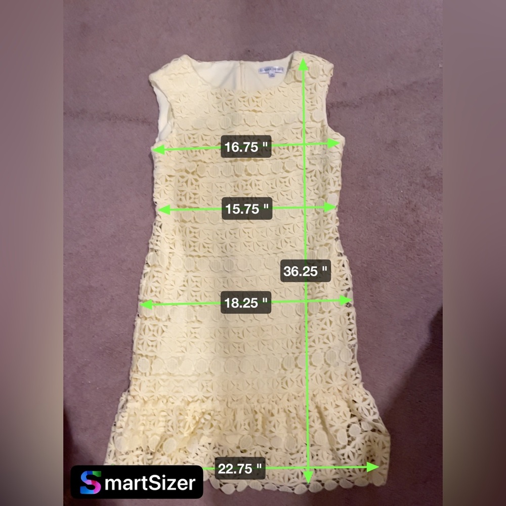Size 6 Women’s Sandra Darren Sleeveless Sunny Yellow Crochet Dress - Picture 8 of 8